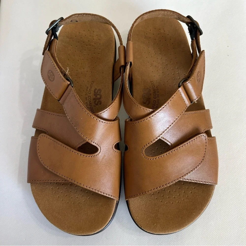 SAS Huggy Caramel Leather Sandals